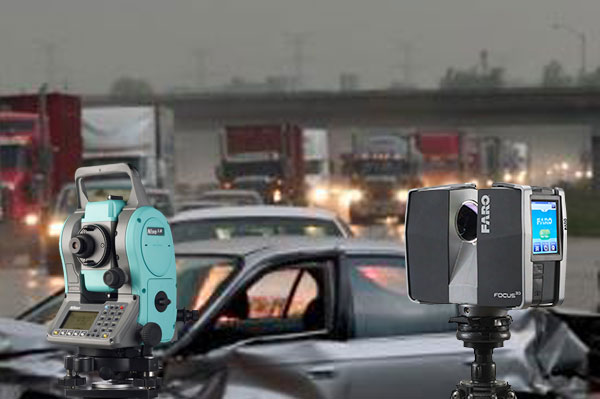 Heavy traffic with scanning equipment in the foreground
