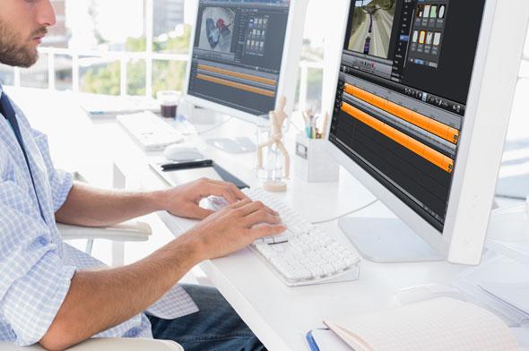 A man working at a computer